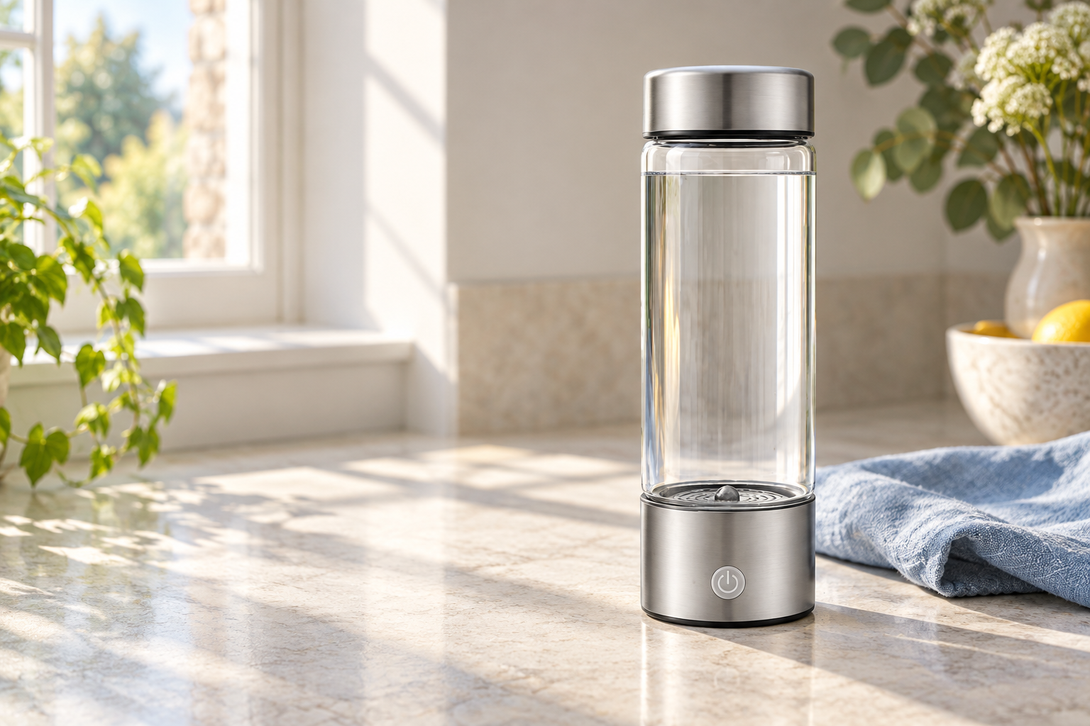 Rila Hydrogen on a sunlit kitchen worktop